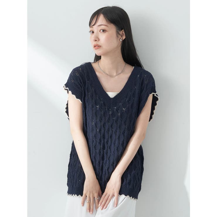 シー ニューヨーク 22AW ハンドクロシェポロカラーニットベスト シー ニューヨーク 22AW ハンドクロシェポロカラーニットベスト