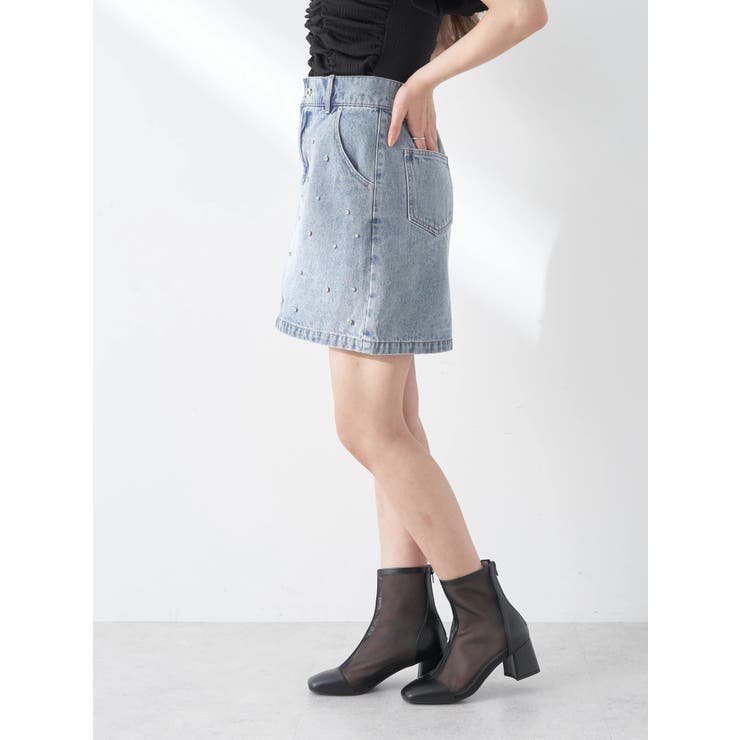 ビジューデニムミニスカート | earth music&ecology  | 詳細画像3 