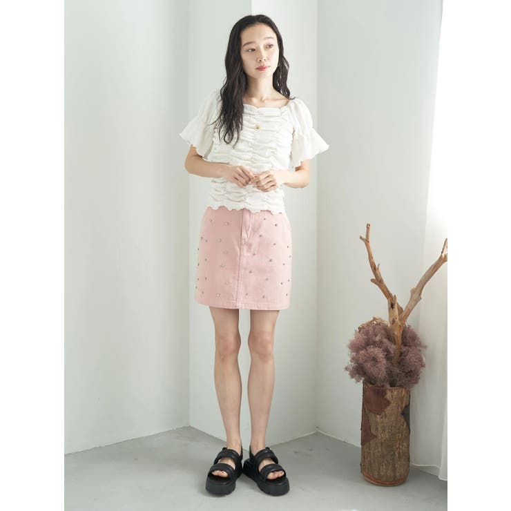 ビジューデニムミニスカート | earth music&ecology  | 詳細画像11 