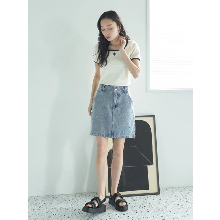 ビジューデニムミニスカート | earth music&ecology  | 詳細画像16 