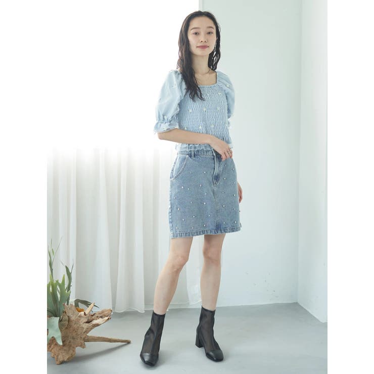 ビジューデニムミニスカート | earth music&ecology  | 詳細画像19 