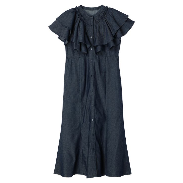 ラッフル前開きデニムワンピース[品番：EMEW0044184]｜earth