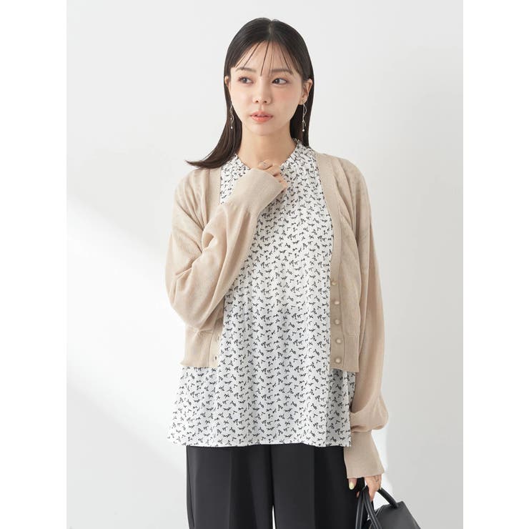 シアーラメVネックカーディガン[品番：EMEW0044664]｜earth