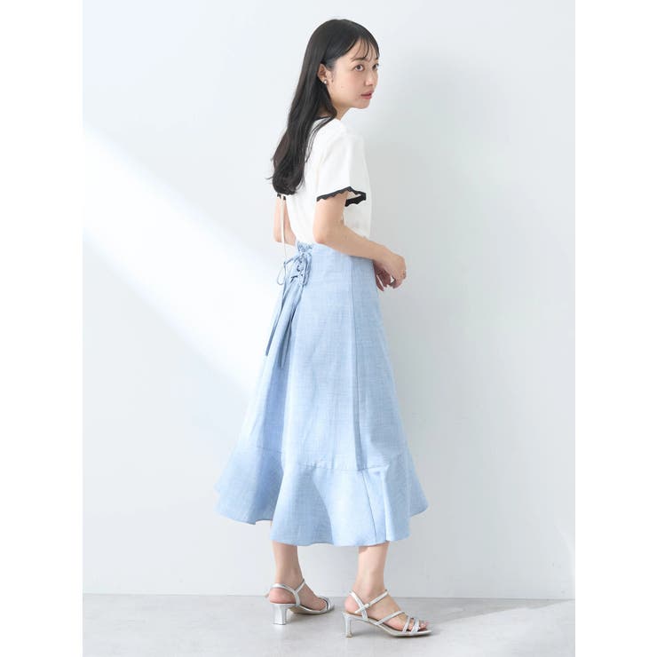 【美品】◆レザレクション◆ ペプラムスカート/ネイビー・Mサイズ ◇アシンメトリーペプラムスカート（0314120467