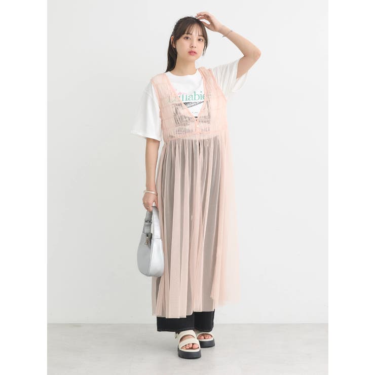 シャーリングチュールワンピース | earth music&ecology  | 詳細画像2 