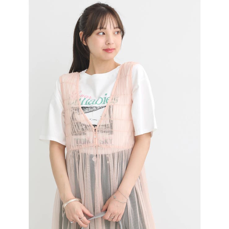 シャーリングチュールワンピース | earth music&ecology  | 詳細画像5 