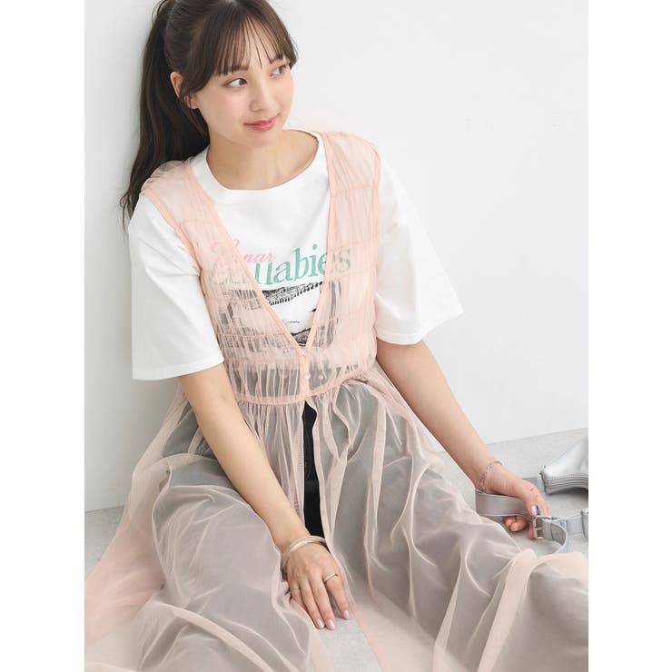 シャーリングチュールワンピース | earth music&ecology  | 詳細画像6 