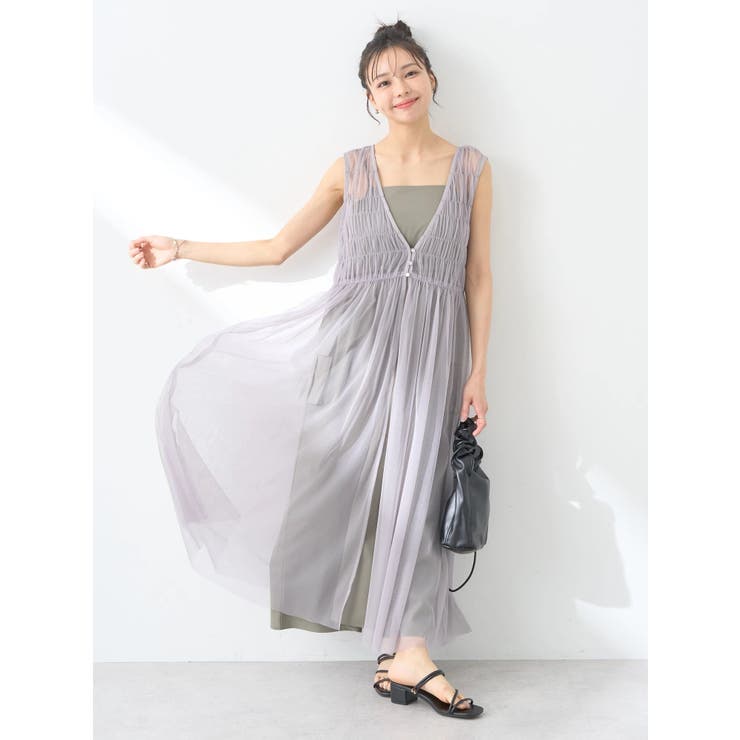 シャーリングチュールワンピース | earth music&ecology  | 詳細画像10 