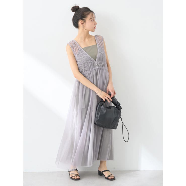 シャーリングチュールワンピース | earth music&ecology  | 詳細画像11 