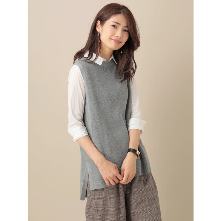 SET2点 シャツ+ニットベストチュニック[品番：GRPW0003257]｜Green 