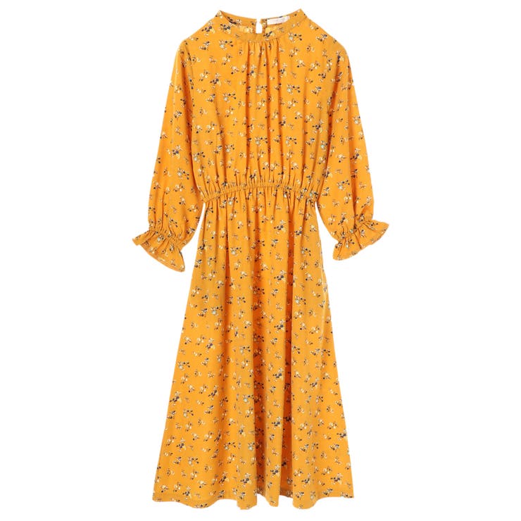 ヴィンテージ 花柄 ワンピース ノースリーブ スタンドカラー タイト  