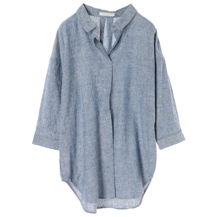size SHORTあり］フレンチリネン スキッパー 5分袖 シャツ