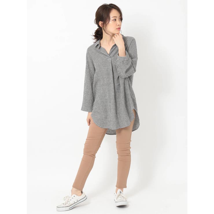 【SALE／10%OFF フレンチリネンスキッパーシャツチュニック[品番：GRPW0015890 チュニック