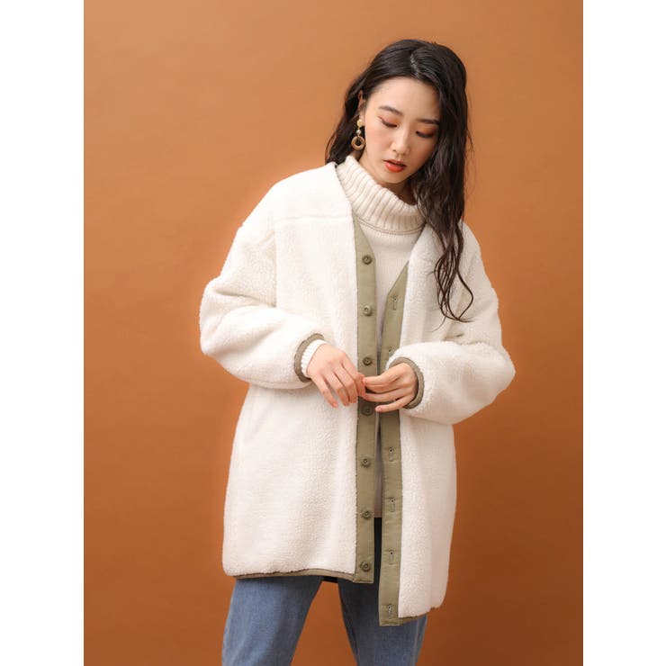 リバーシブルボアミディコート[品番：GRPW0020274]｜Green Parks