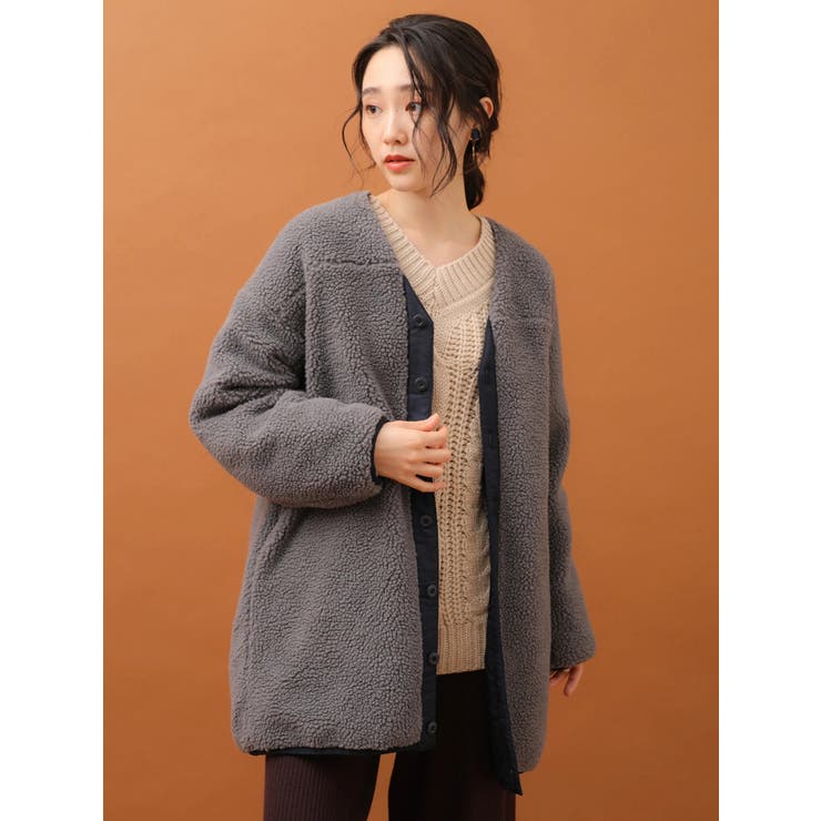 リバーシブルボアミディコート[品番：GRPW0020274]｜Green Parks