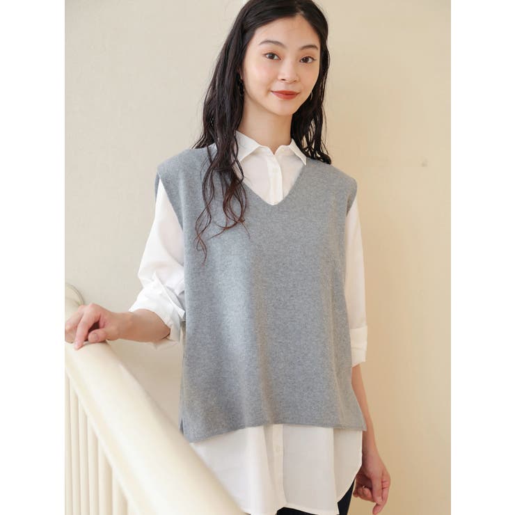SET2点 ベストニット+シャツ[品番：GRPW0018207]｜Green Parks 