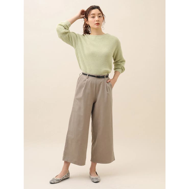 ELENCARE DUEベルト付ピーチワイドパンツ[品番：GRPW0020902]｜Green
