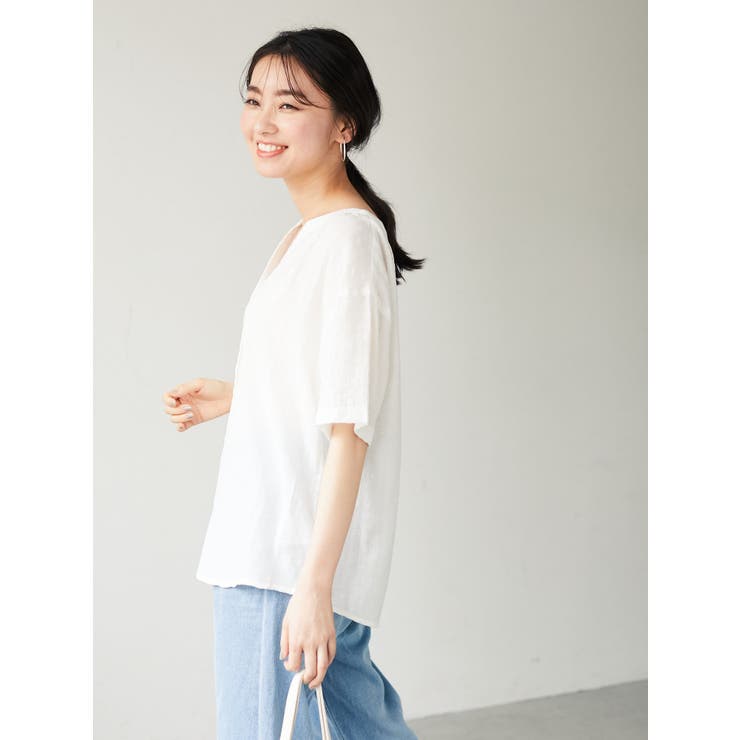 綿レーヨンサッカー調ギンガムシャツ | Green Parks  | 詳細画像5 