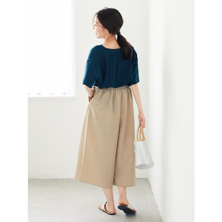 綿レーヨンサッカー調ギンガムシャツ | Green Parks  | 詳細画像10 