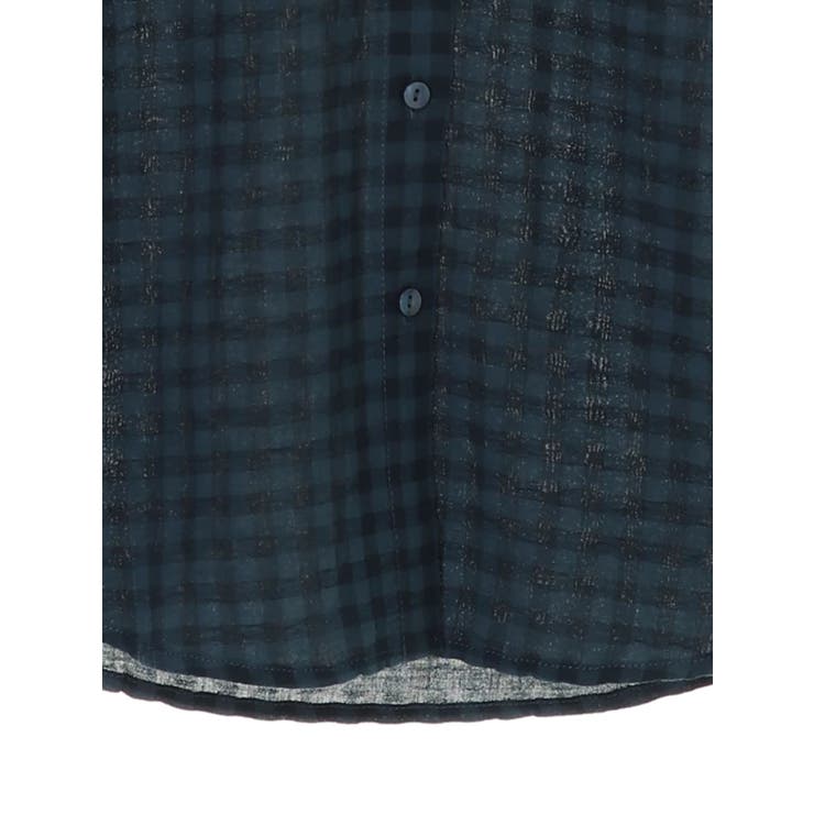 綿レーヨンサッカー調ギンガムシャツ | Green Parks  | 詳細画像16 