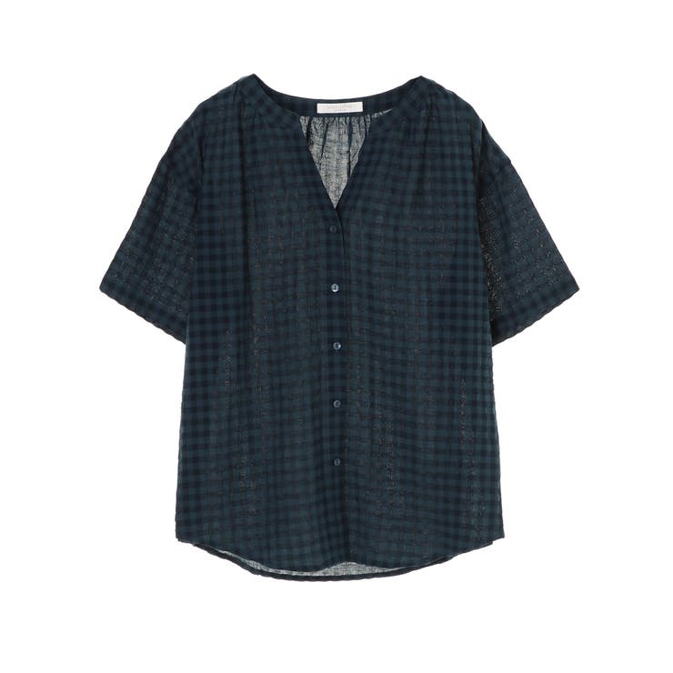 綿レーヨンサッカー調ギンガムシャツ | Green Parks  | 詳細画像19 