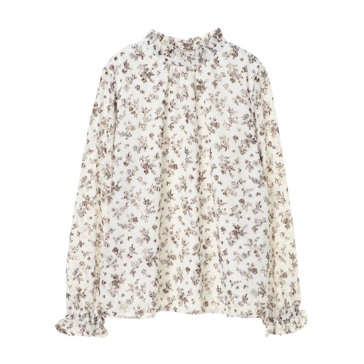 オフホワイト | ・ELENCARE DUE フラワーptドビーブラウス | Green Parks 