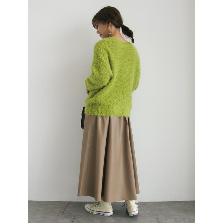 ELENCARE DUE フェイクレザースカート[品番：GRPW0025141]｜Green