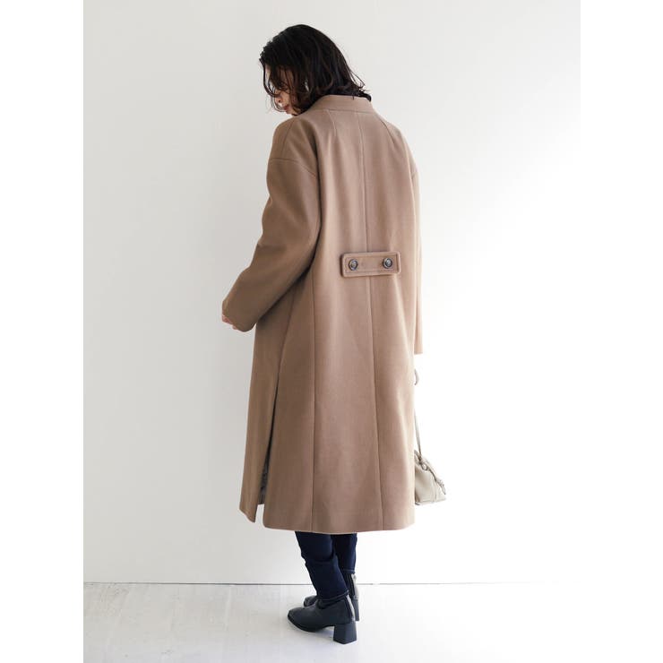 ELENCARE DUE Vネックロングコート[品番：GRPW0025514]｜Green