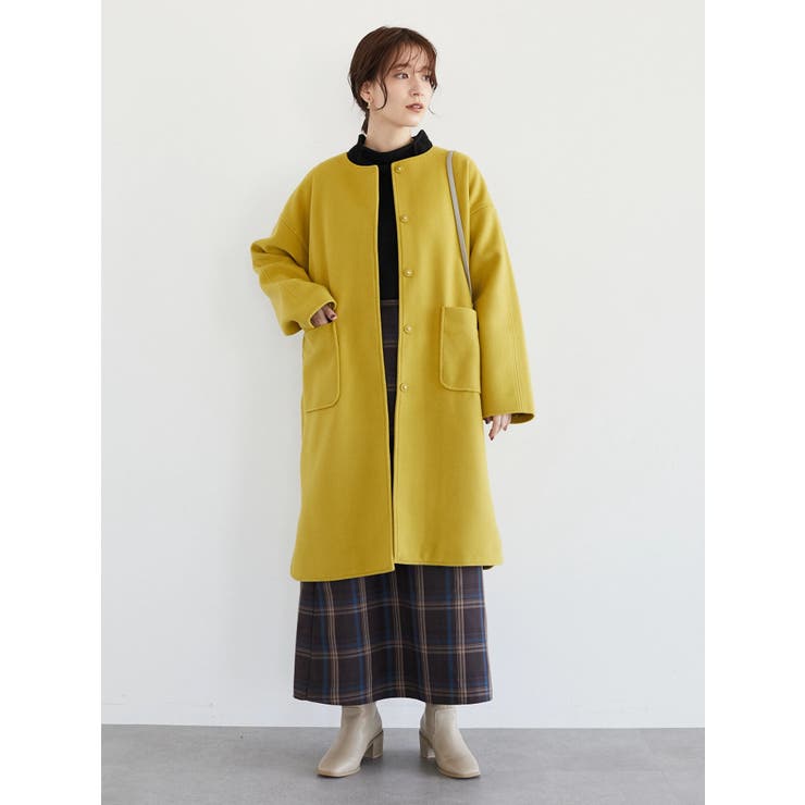 【パラスパレス】ノーカラーコート　ダークグリーン パラスパレス】ノーカラーコート ダークグリーン｜パラスパレス】ノー