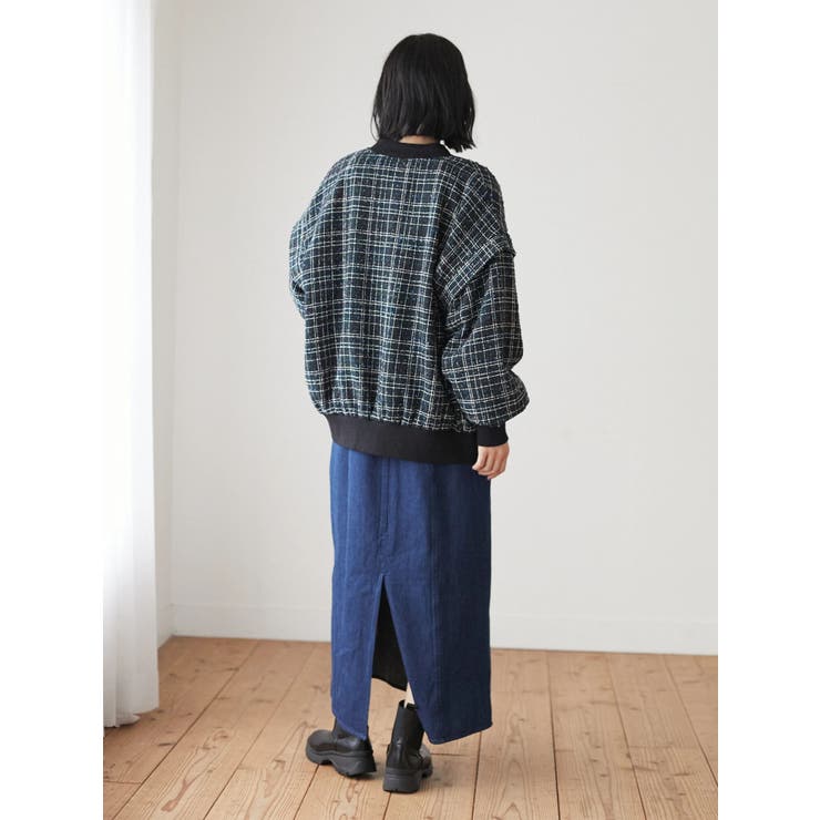 ELENCARE DUE ツィードチェックブルゾン[品番：GRPW0031745]｜Green