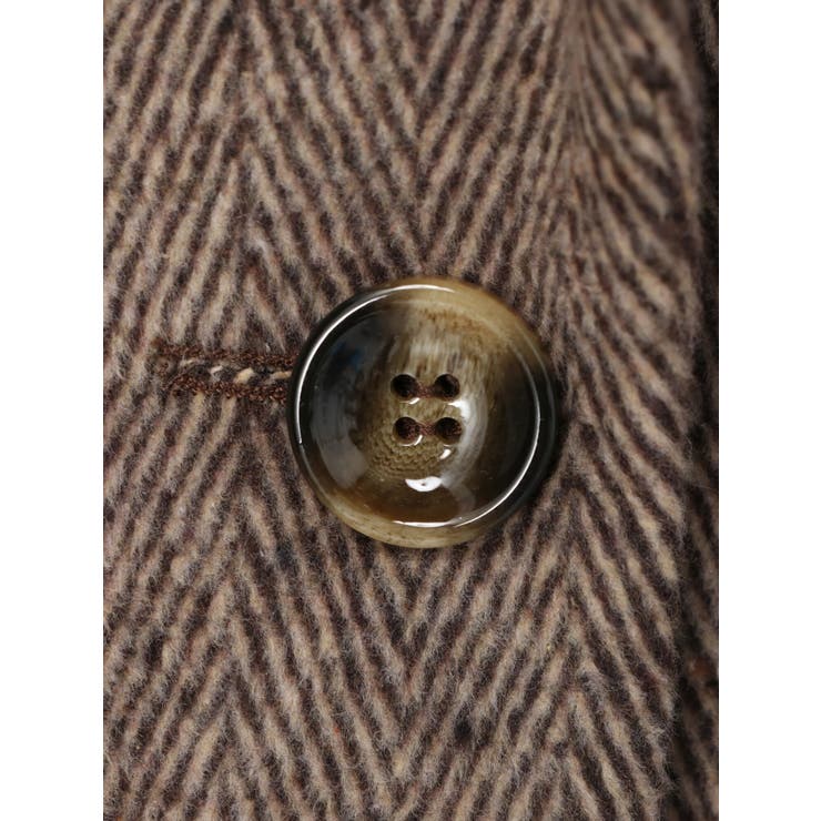 ELENCARE DUE ヘリンボーンショートコート[品番：GRPW0031829]｜Green