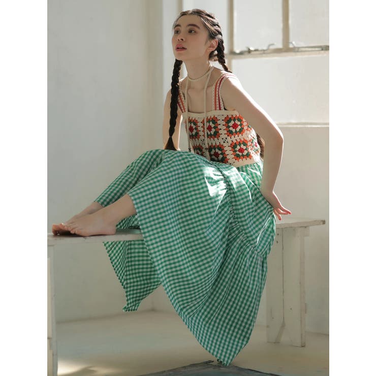 ・ESCAR ギンガムティアードスカート | Green Parks  | 詳細画像3 