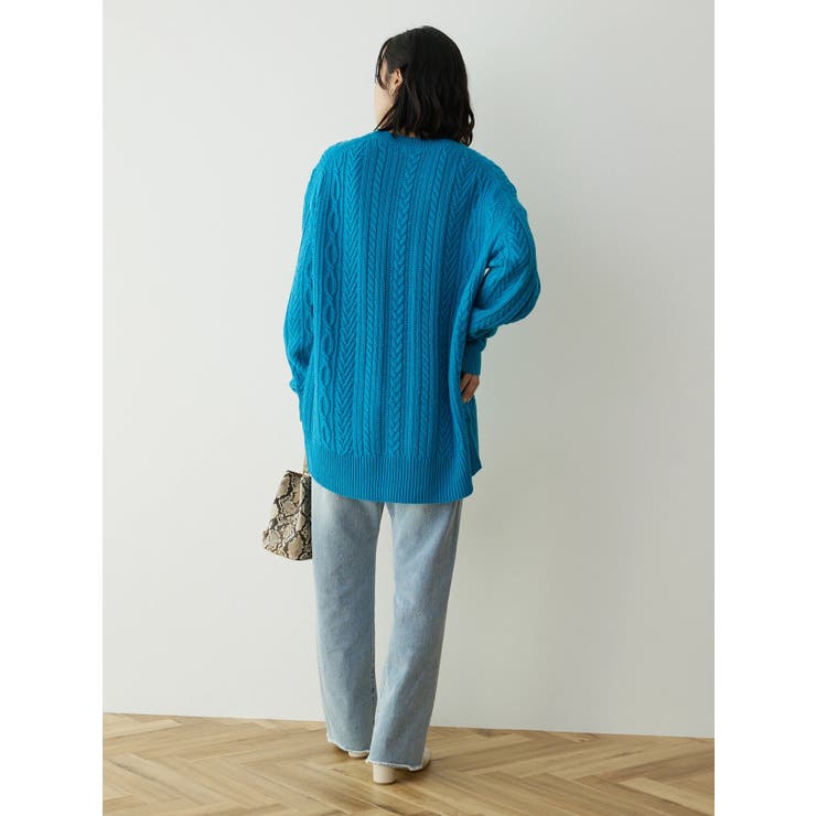 ウールブレンドケーブルニットチュニック[品番：GRPW0037728]｜Green  