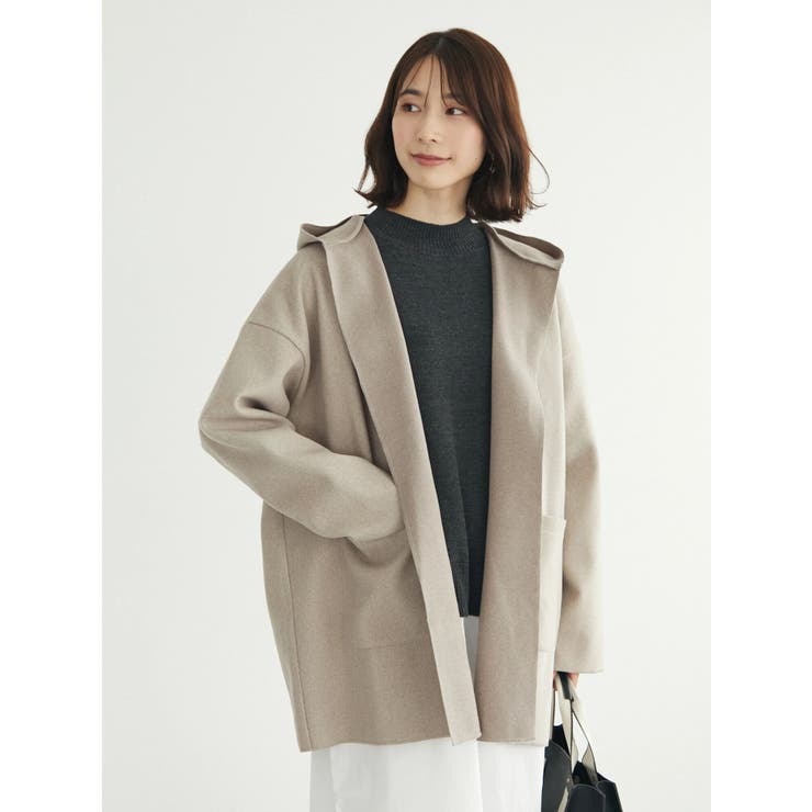 【極美品】45RPM 縮絨　圧縮ウール　カーディガン　コーディガン　フード　L 極美品】45RPM 縮絨 圧縮ウール カーディガン コーディガン フード L