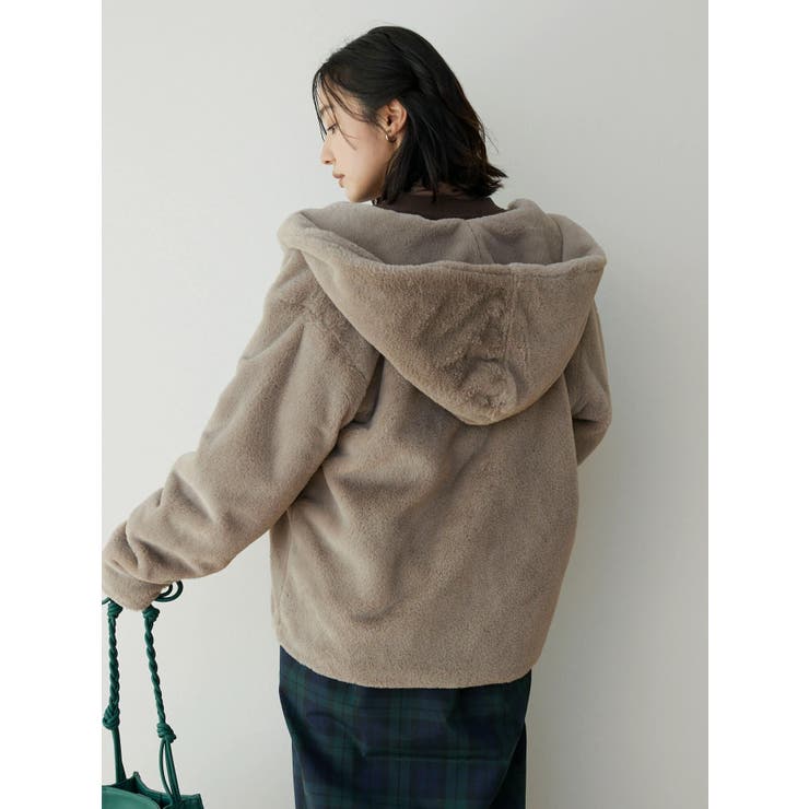 Double Flags フラッフィーフードコート[品番：GRPW0037623]｜Green