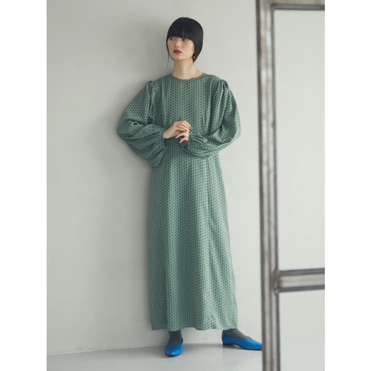 a.ドット柄ペチ付きギャザーワンピース[品番：GRPW0037005