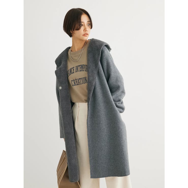 フード付き裏ボアロングコーディガン[品番：GRPW0042093]｜Green Parks  