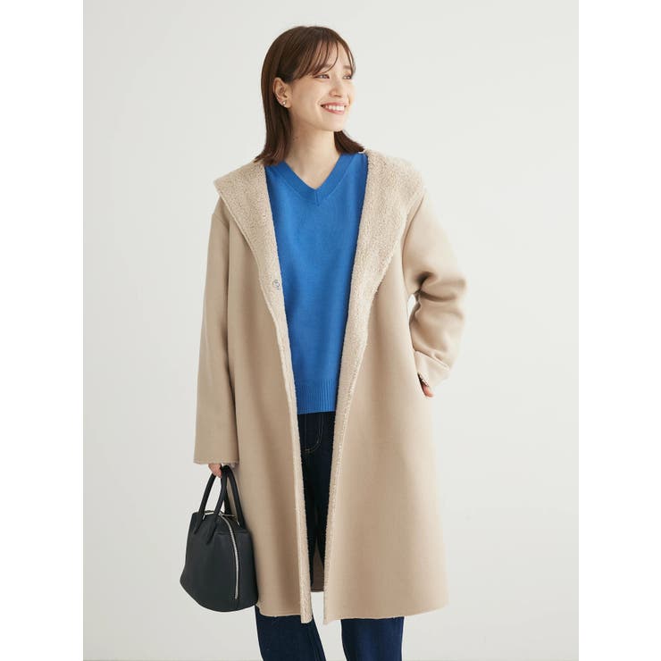 フード付き裏ボアロングコーディガン[品番：GRPW0042093]｜Green Parks