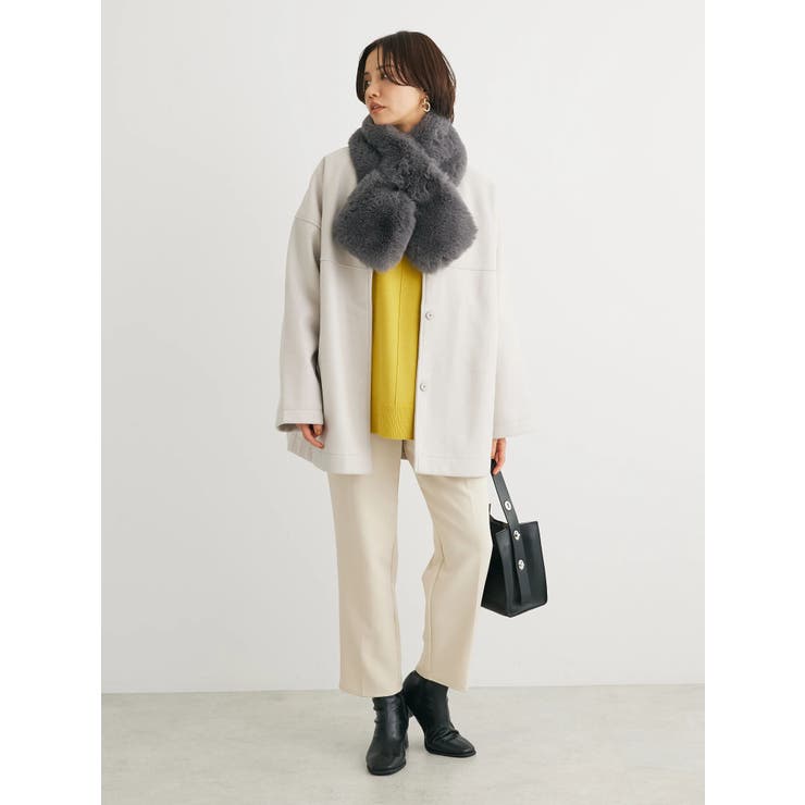 洗えるノーカラーショートコート[品番：GRPW0041718]｜Green Parks