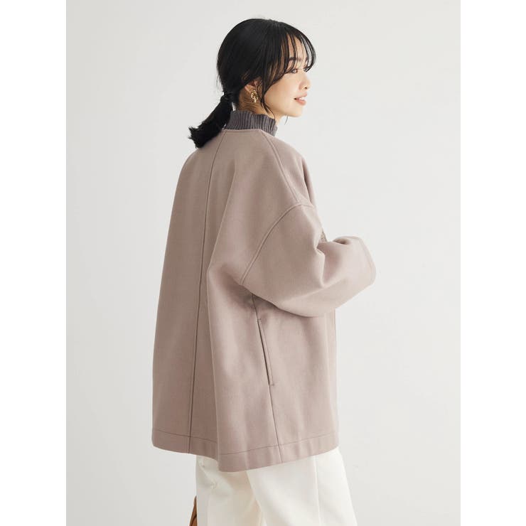 洗えるノーカラーショートコート[品番：GRPW0041718]｜Green Parks