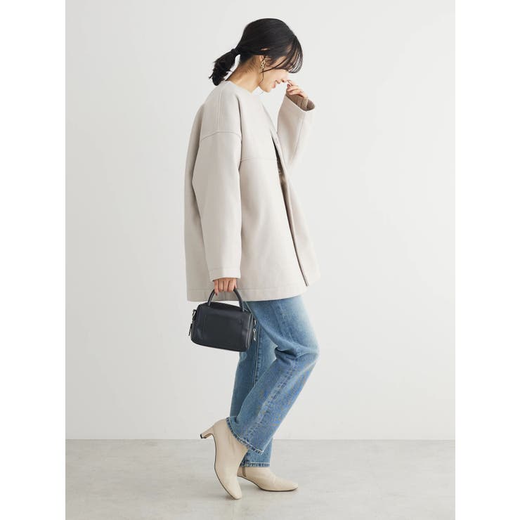 洗えるノーカラーショートコート[品番：GRPW0041718]｜Green Parks