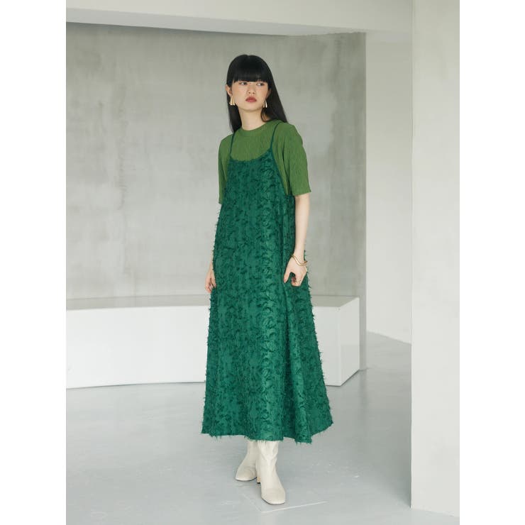 a. フェザージャガードキャミワンピース[品番：GRPW0040956]｜Green