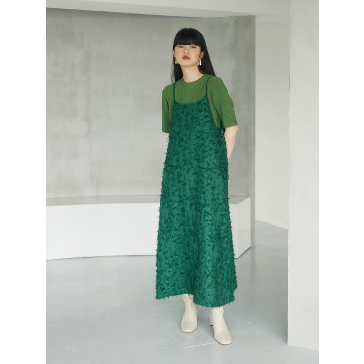 a. フェザージャガードキャミワンピース[品番：GRPW0040956]｜Green