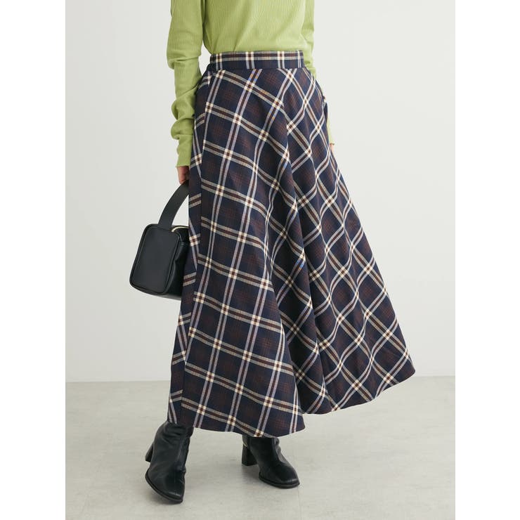 Petit Fleur バイヤスチェックフレアスカート[品番：GRPW0042055