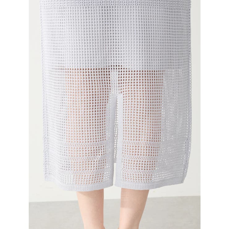 2way メッシュ編みニットIラインスカート(ペチ付き) | Green Parks  | 詳細画像6 