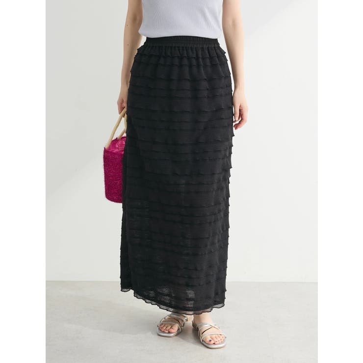 ブラック | ・ELENCARE DUE ティアードフリルナロースカート | Green Parks 