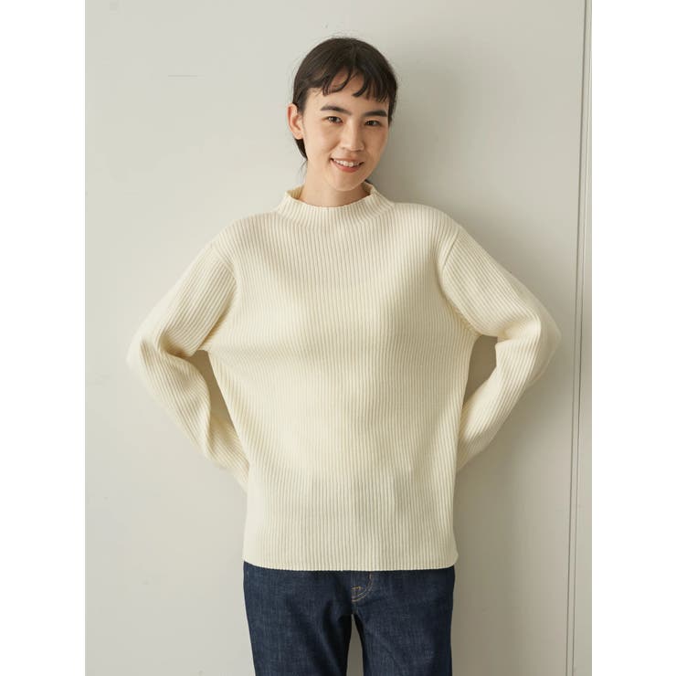 ブリティッシュメイド　モックネックプルオーバーニット　エクリュ　美品 ブリティッシュメイド モックネックプルオーバーニット エクリュ