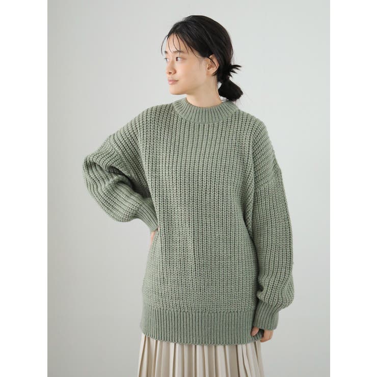 コレクションモチーフジャカードニットチュニック/日本製(ニット