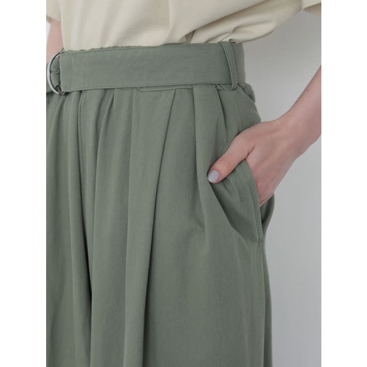 SALE【AMI】ベルト付きワイドレッグパンツ ベルト付きカットワイドパンツ[品番：EHEW0027890]｜AMERICAN