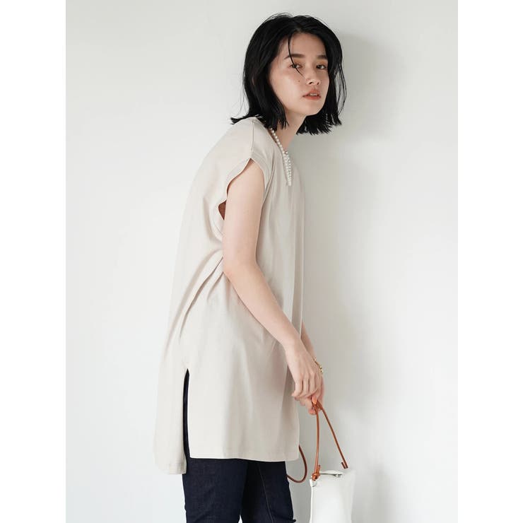 【極美品】LAURA ASHLEY 刺繍入りノースリーブチュニック 麻　綿　春夏 サイドスリットノースリーブカットチュニック[品番：EHEW0030016